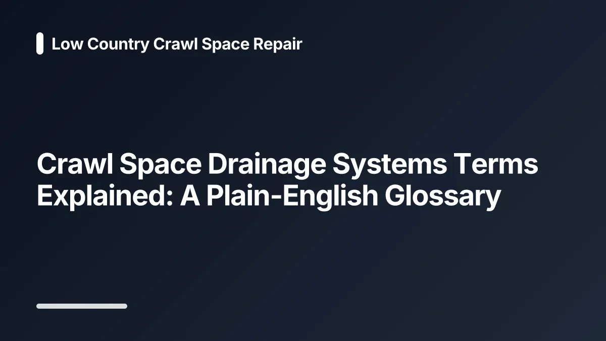 crawl space drainage systems glossary