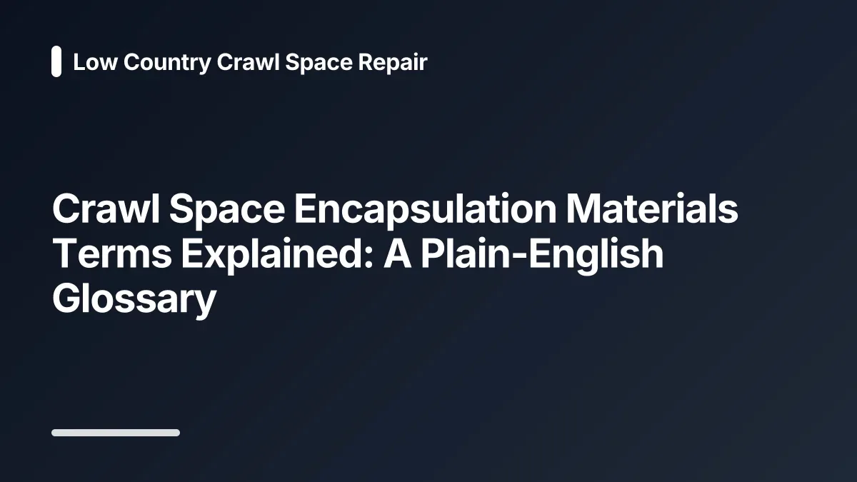crawl space encapsulation materials glossary