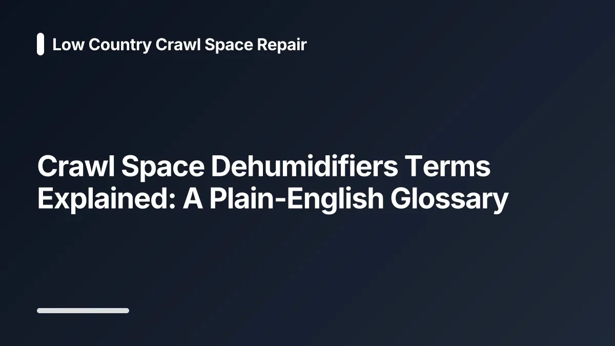 crawl space dehumidifiers glossary