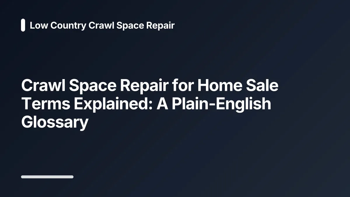 crawl space repair for home sale glossary